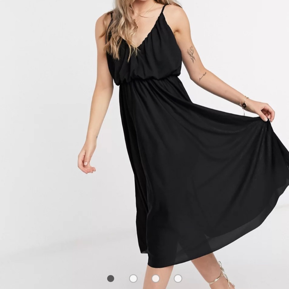 ASOS Design Cami Plunge Blouson Midi Dress - NWT